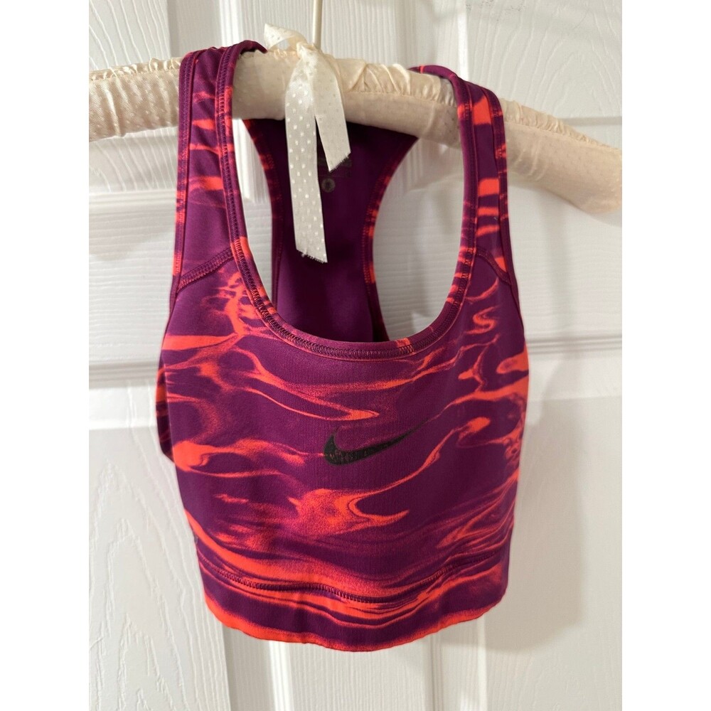Nike Pro Sports Bra Purple Red Swirl Pattern Size S